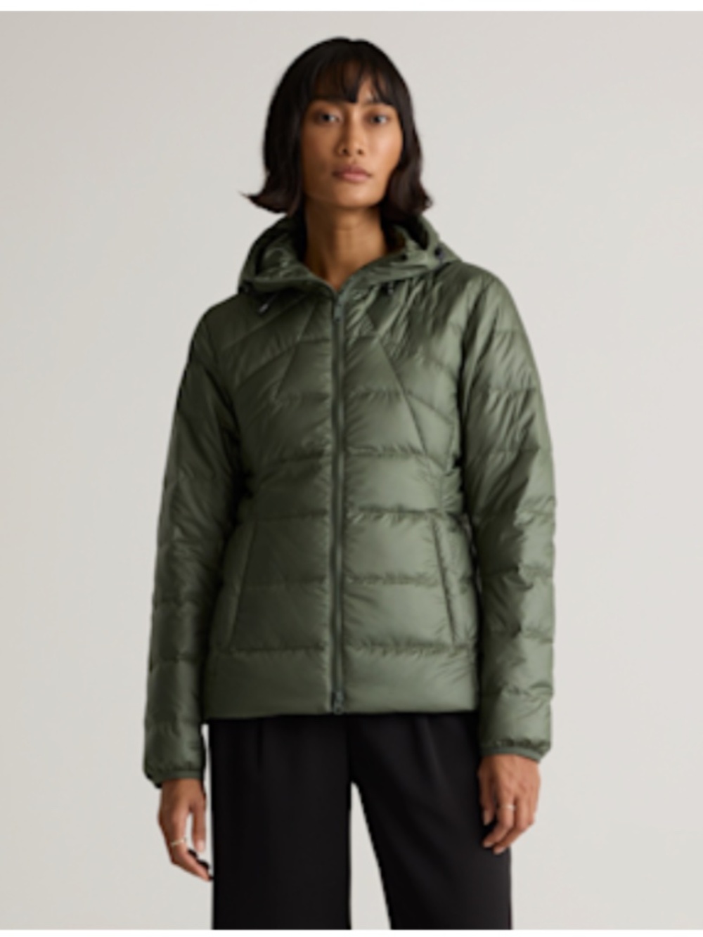 NWOT Quince Olive Green (Loden) Hooded Quilted Puffer Jacket Sz Medium